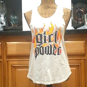 NWT Popular Basics "GIRL POWER" TANK TOP. White. Size Small.
